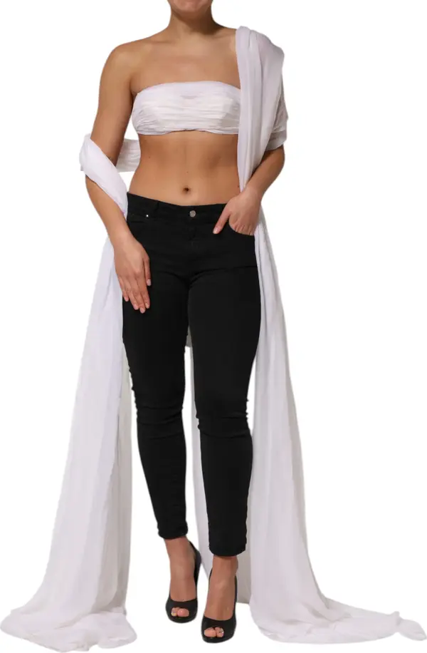 White Bustier Corset Cropped Chiffon Top