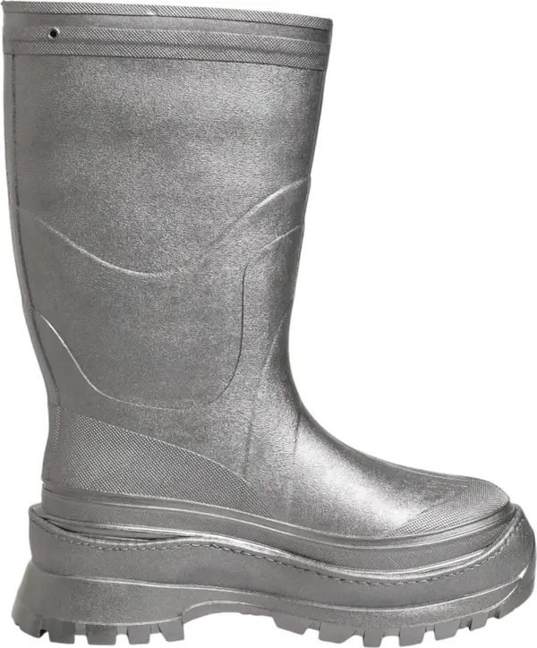 Metallic Silver Pull On Rain Boots Shoes