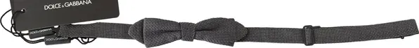 Gray Patterned Silk Adjustable Neck Bow Tie Papillon