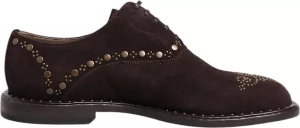 Brown Velvet Lace Up Oxford Dress Shoes