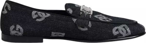 Blue Logo Cotton Loafers Formal Dress Shoes