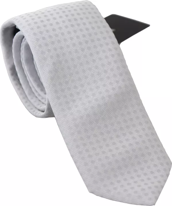 White Patterned Classic Mens Slim Necktie Tie