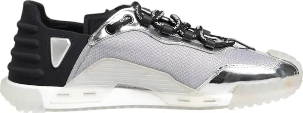 Silver Black Nylon NS1 Low Top Sneakers Shoes