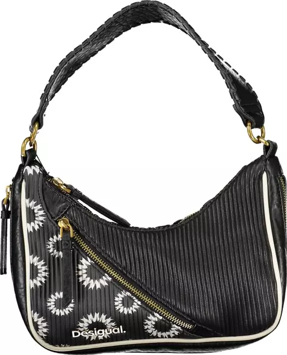 Black Polyurethane Women Handbag