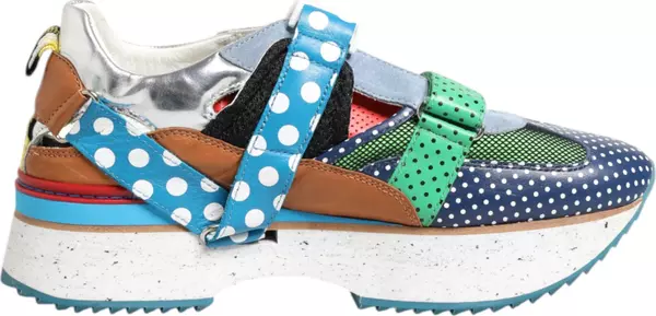 Multicolor Leather Low Top Sneakers Shoes