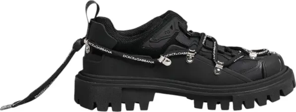 Black Low Top Lace Up Trekking Sneakers Shoes