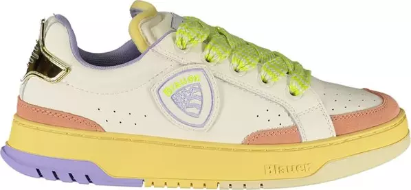 White Polyurethane Women Sneaker