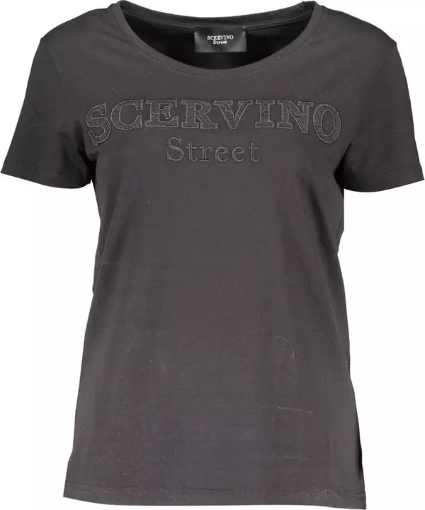 Black Cotton Women T-Shirt