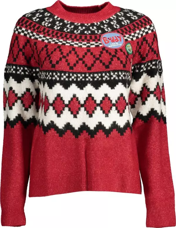 Red Polyester Women Sweater
