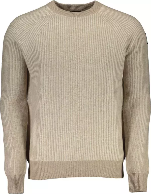 Beige Wool Men Sweater