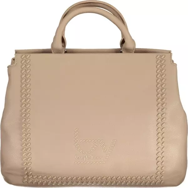 Beige Polyurethane Women Handbag