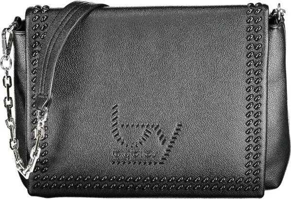Black Polyurethane Women's Shoulder Bag