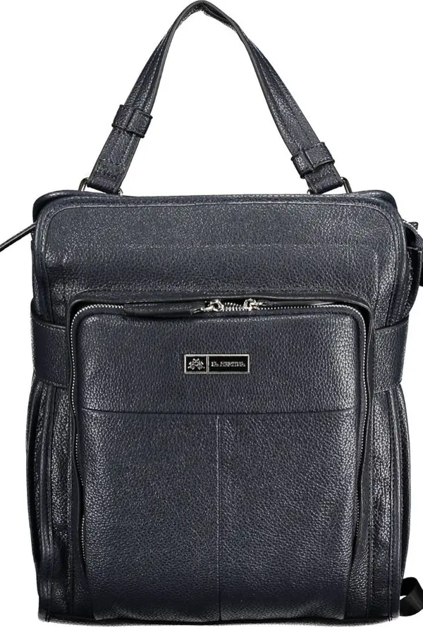 Blue Polyurethane Women Backpack