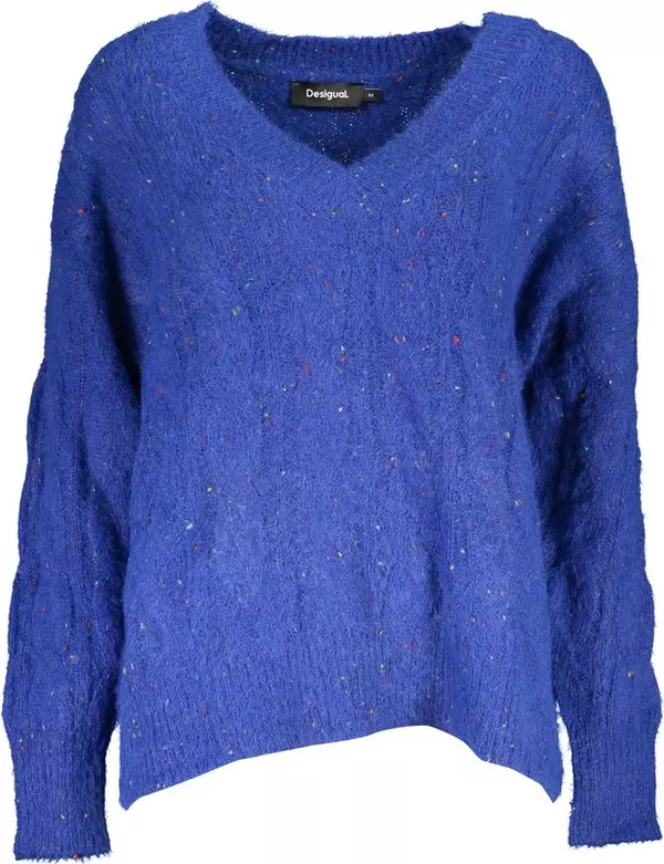 Blue Acrylic Women Sweater