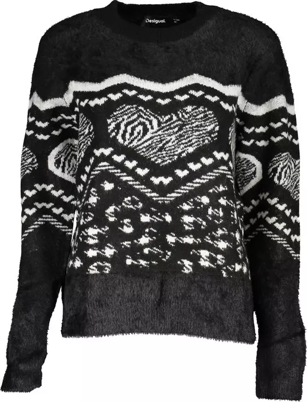 Black Acrylic Women Sweater with Metallic Fiber