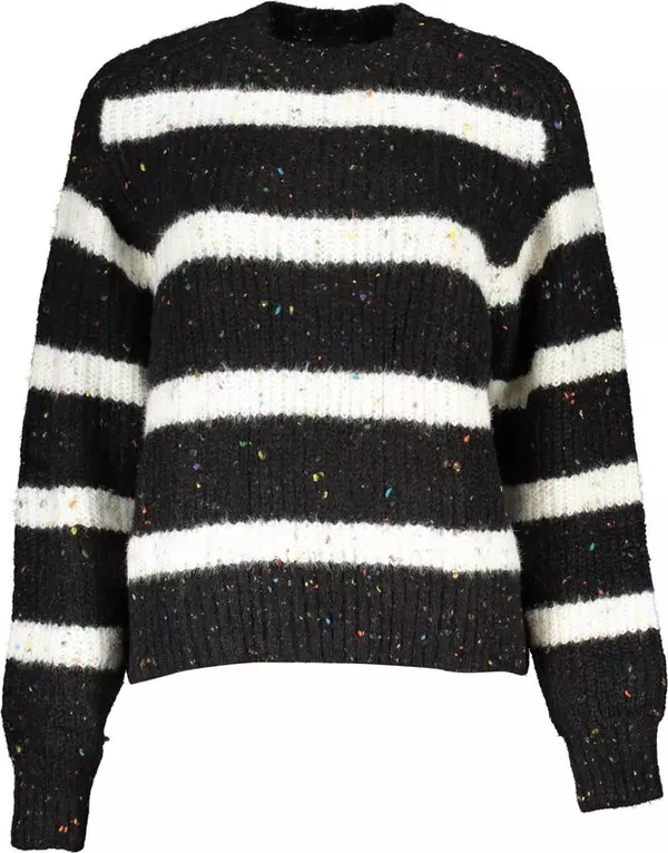 Black Acrylic Women Sweater Turtleneck
