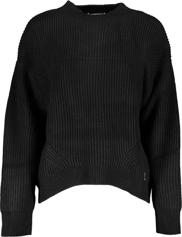 Black Acrylic Women's Turtleneck Sweater