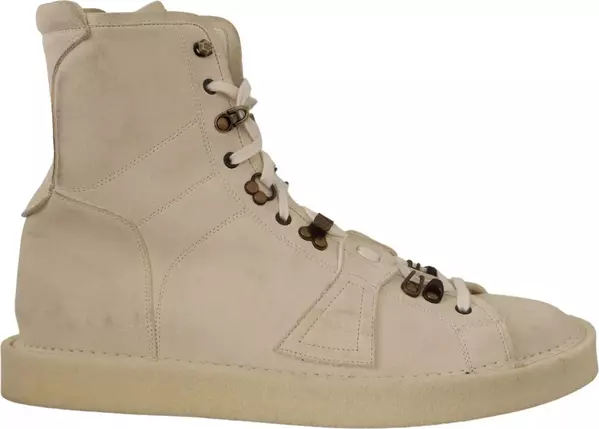 White Leather Lace Up Mens Boots