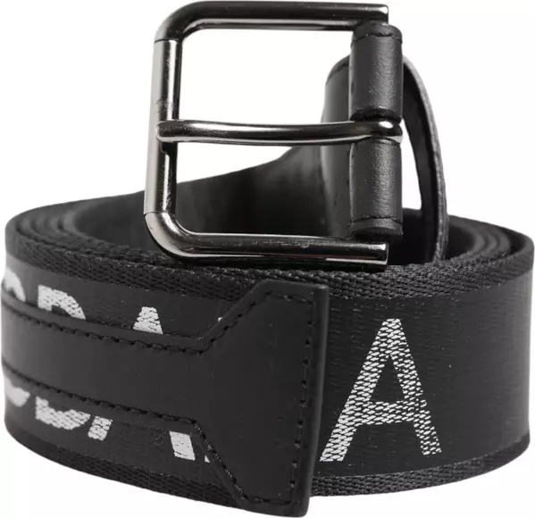 Black Polyester Leather Metal Buckle Belt