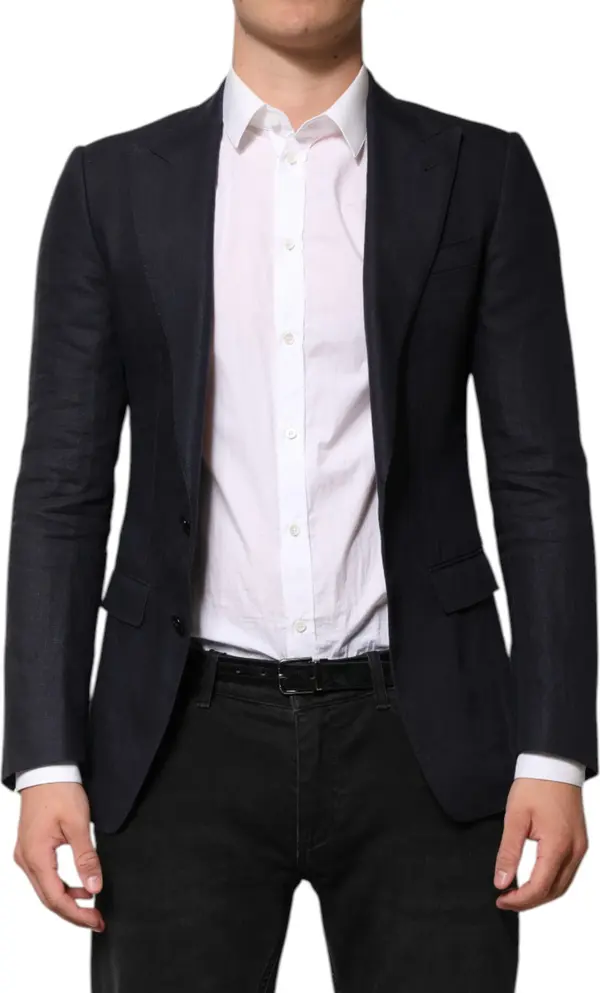 Dark Blue Single Breasted Men Suit Blazer