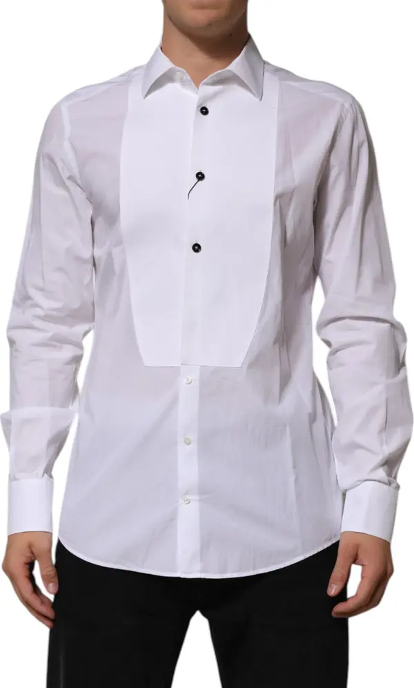 White Bib Cotton Poplin GOLD Men Formal Shirt