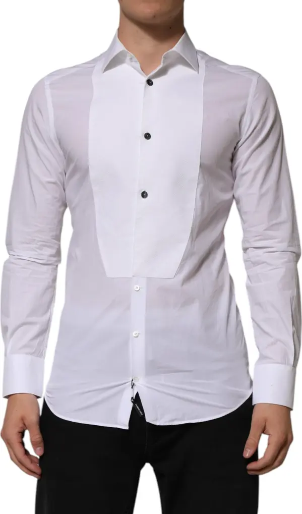 White Bib Cotton Poplin GOLD Men Formal Shirt