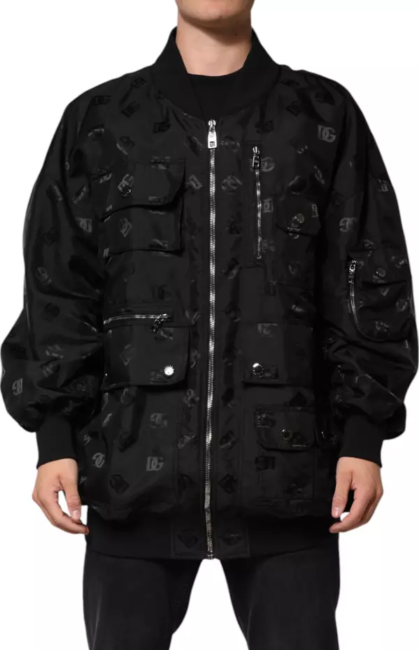 Black Cargo Windbraker Logo Mania Jacket