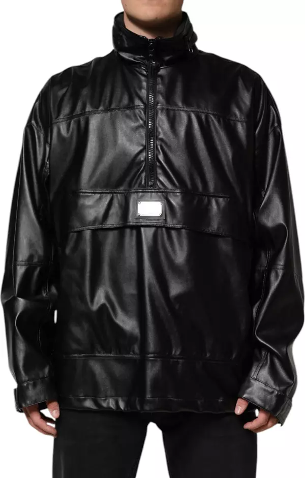 Black Polyester Logo Plaque Bomber Jacket