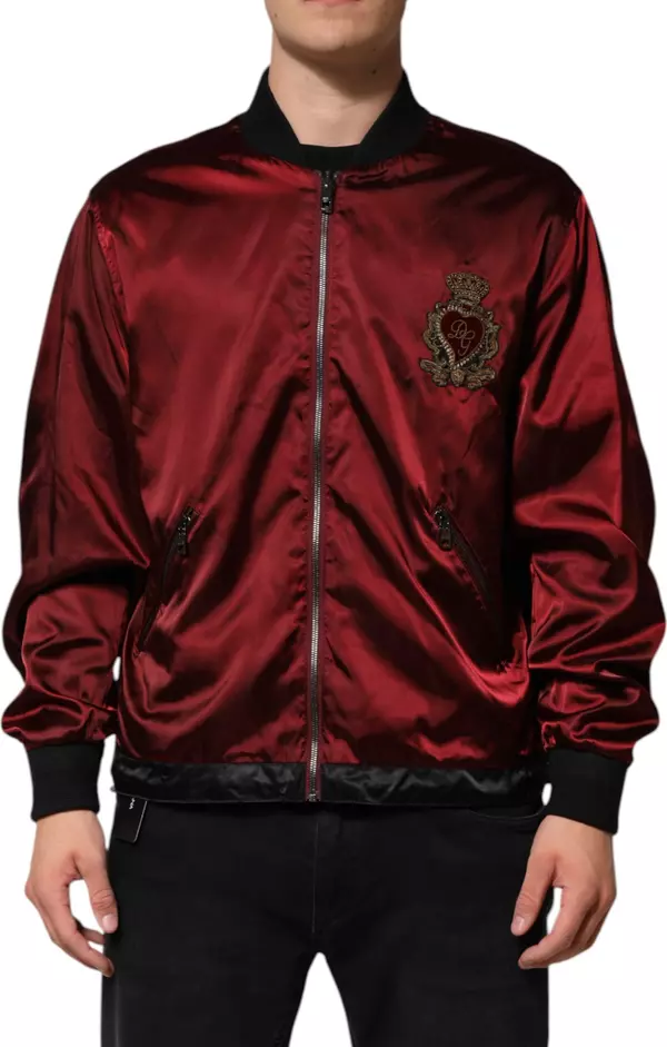 Maroon Nylon DG Crown Embroidery Jacket