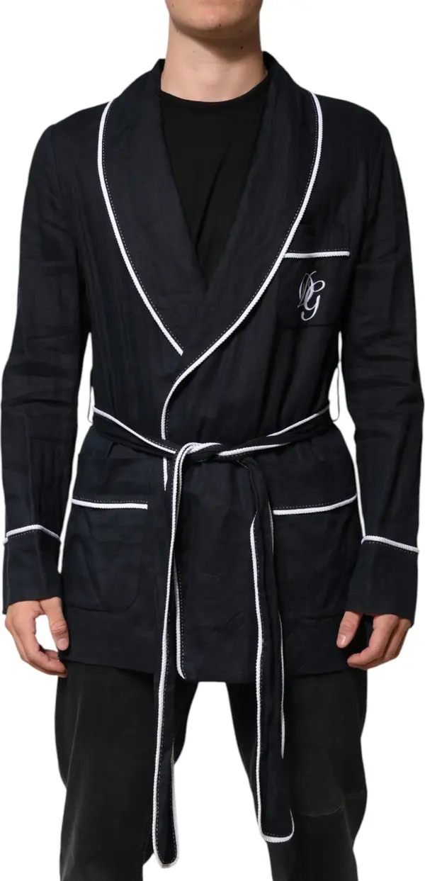 Dark Blue DG Embroidery Jacket Robe Blazer