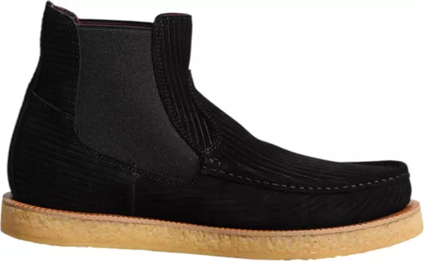 Black Calf Suede Slip On Ankle Boots Shoes