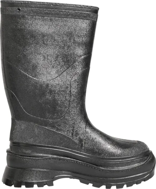 Metallic Black Pull On Rain Boots Shoes