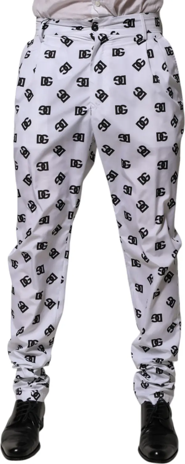 White Logo Cotton Skinny Denim Trouser Pants