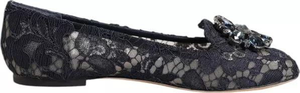 Blue Taormina Lace Crystals Flats Shoes