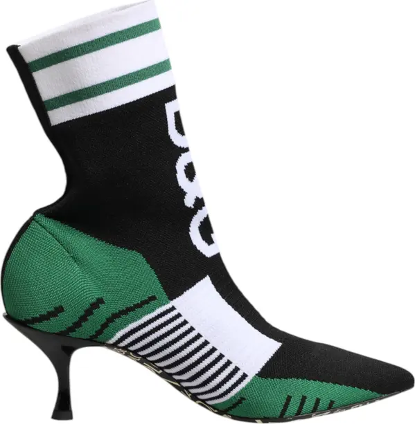 Green Stretch Sock Style Ankle Boots Shoes