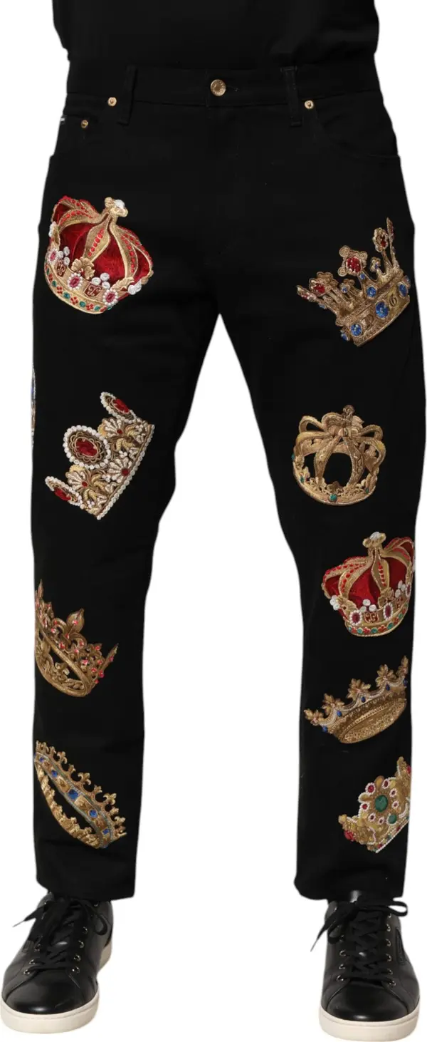 Black Baroque Royal Men Dress Trouser Pants