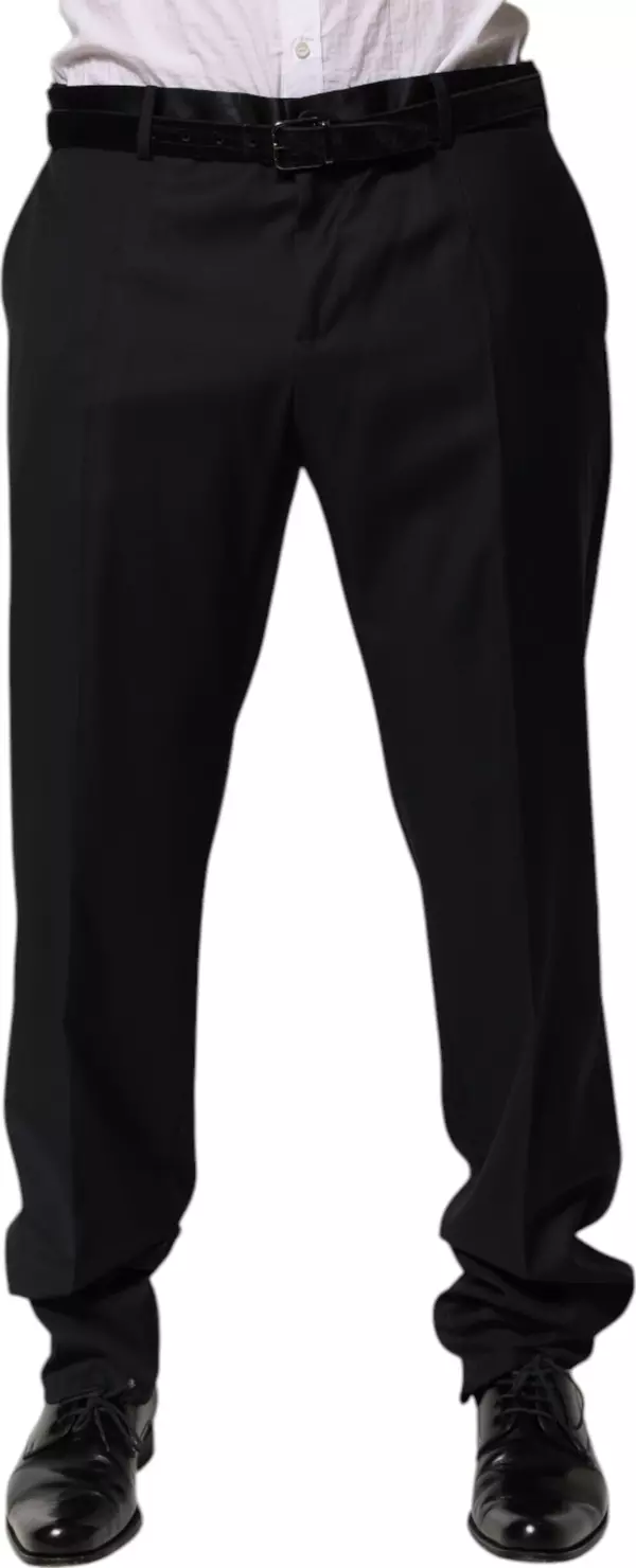 Black Wool Men Formal Dress Trouser Pants