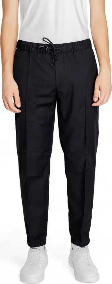 Black Polyester Casual Pants