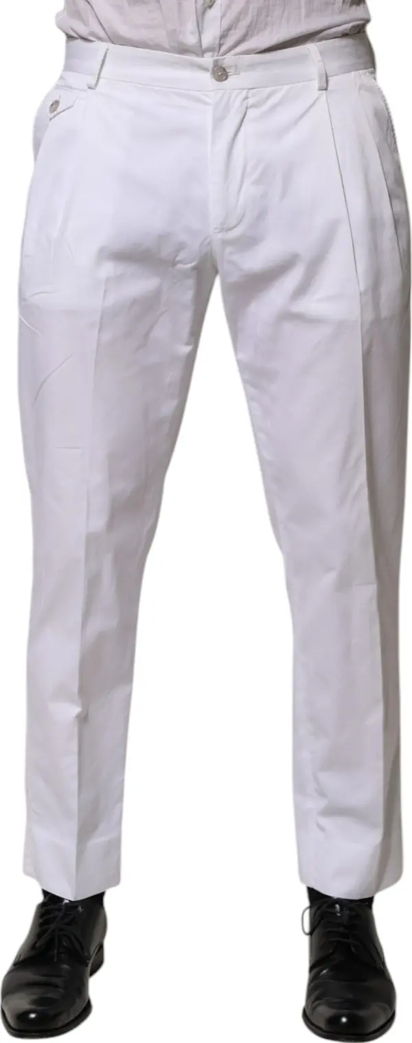 White Cotton Dress Slim Formal Trouser Pants