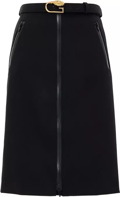 Black Wool Midi Skirt