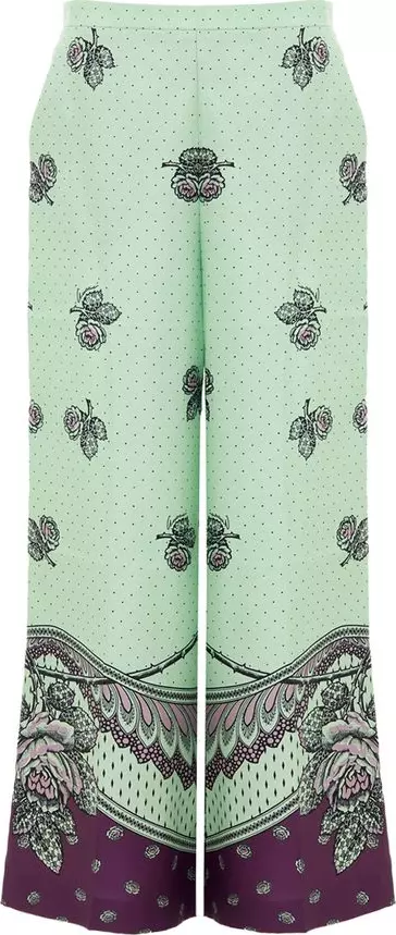Green Silk Casual Pants
