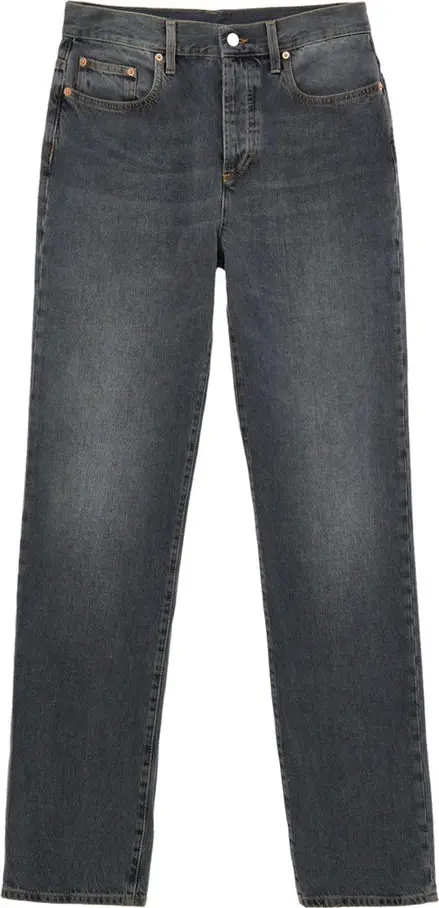 Gray Cotton Relaxed Fit Jeans