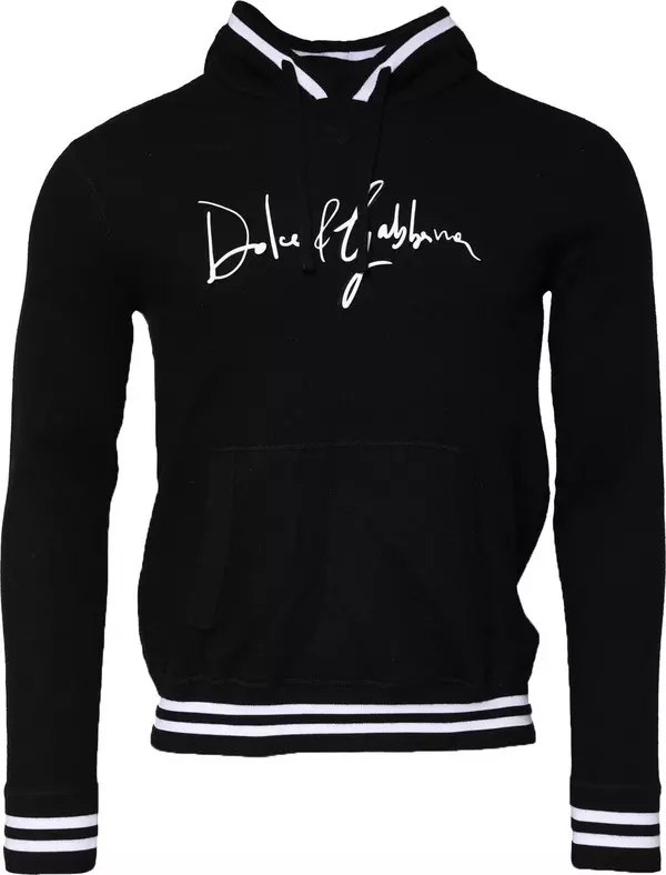 Black Hooded Logo Print Sweatshirt Sweater