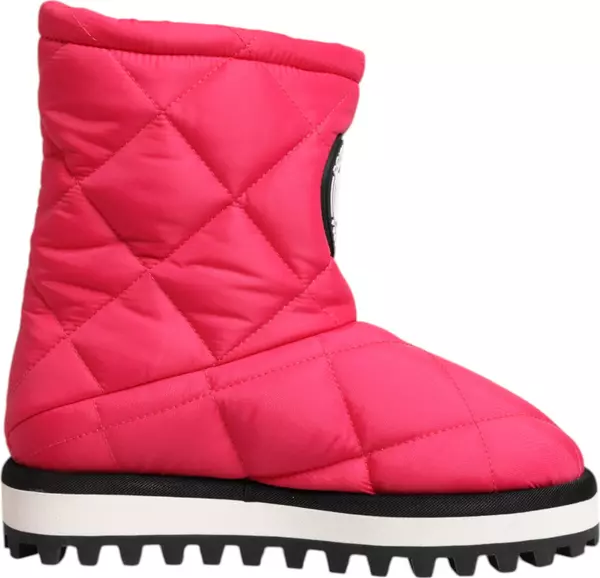 Pink White Viscose Padded Mid Calf Boots Shoes