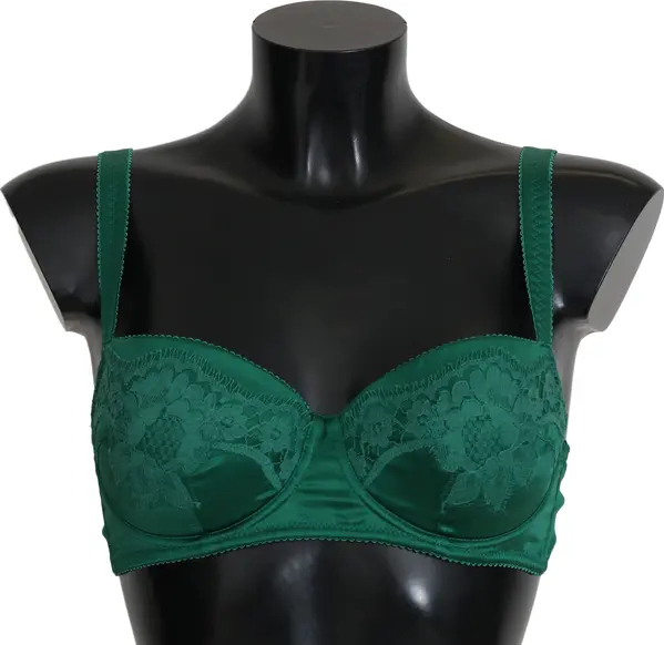 Green Silk Stretch Floral Lace Bra Underwear