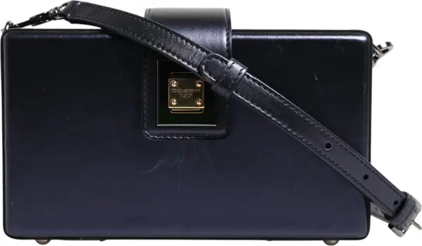 Blue DG BOX Lambskin Leather Crossbody Strap Bag