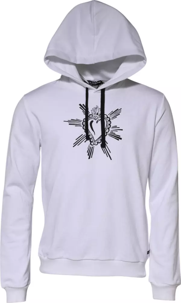 White Sacred Heart Hooded Sweatshirt Sweater