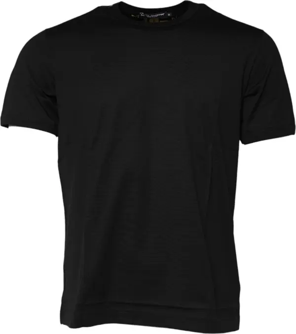 Black Cotton Logo Print Crew Neck T-shirt