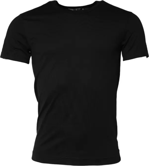 Black Cotton Crewneck Short Sleeves T-shirt
