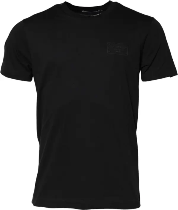 Black Logo Plaque Cotton Crew Neck T-shirt